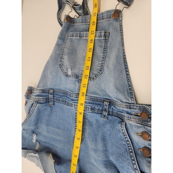 Encore Women's Denim Shortalls with Stretch Size 11 distressed adjustable strap - Picture 8 of 8